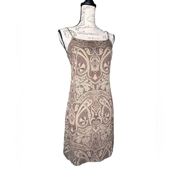 Old Navy vintage y2k Women's Brown and tan/Cream Dress size 2 paisley print EUC - Picture 1 of 6
